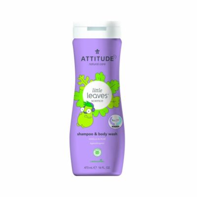 Attitude Detské telové mydlo a šampón Little leaves s vôňou vanilky 473 ml